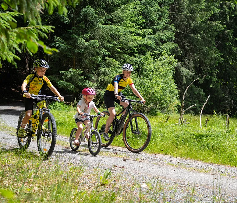 Gemeinsame Zeit: Kinder genießen das Radfahren im Bayerwald Familie fährt Rad