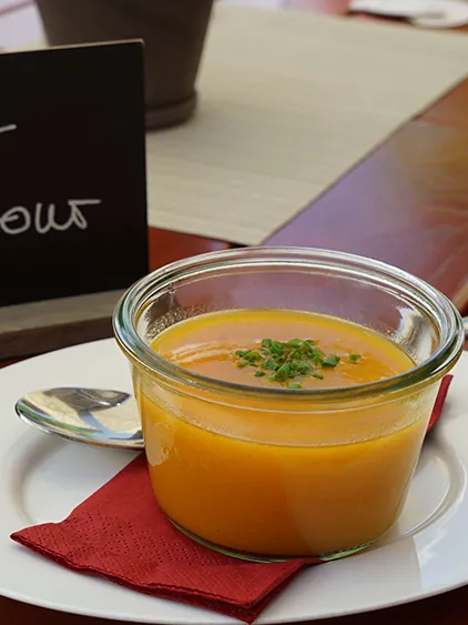 Kürbissuppe bei der FNBW Radltour Mahlzeit bei Fahrradpause