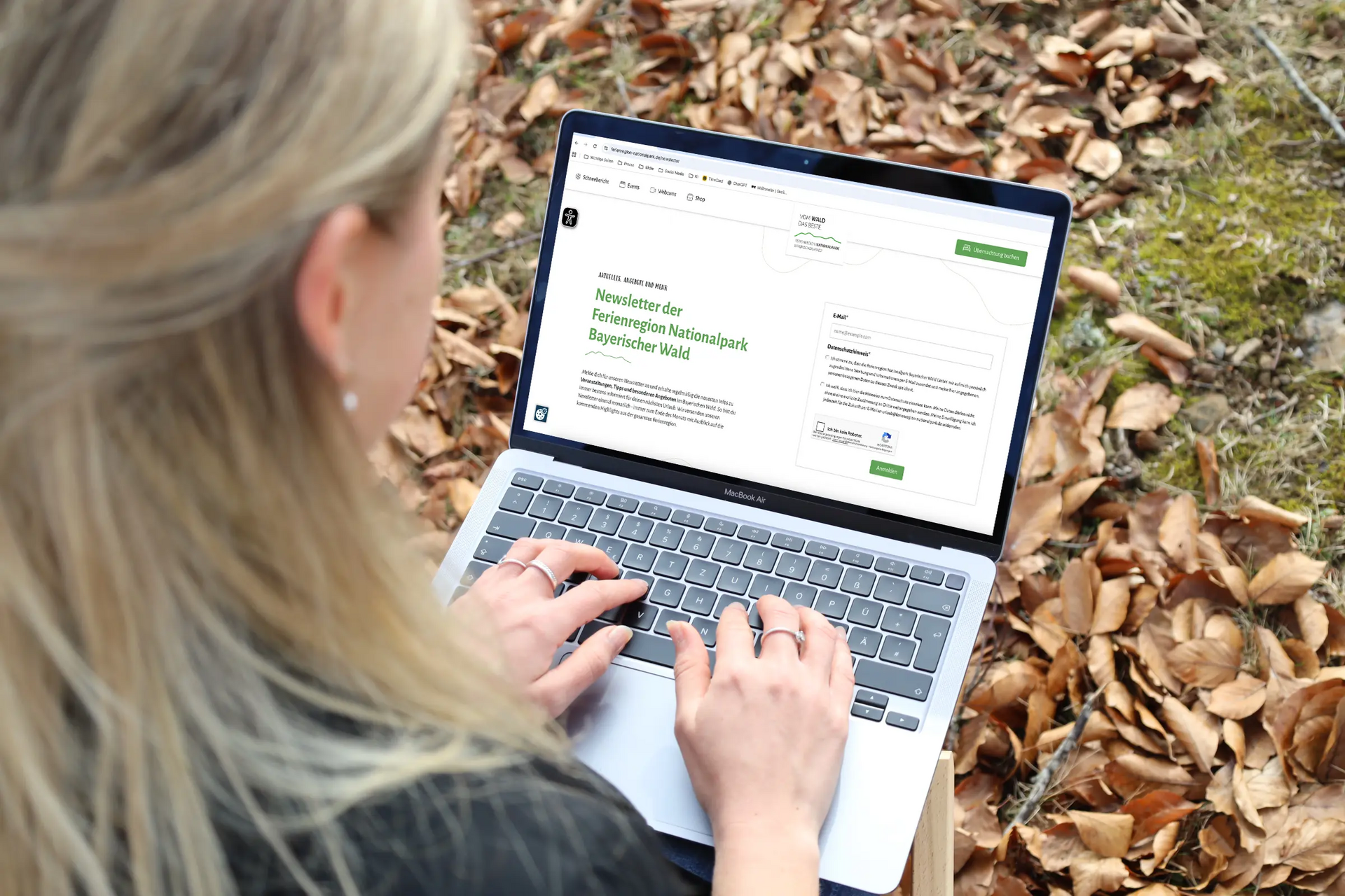 Newsletter-Anmeldung auf der Webseite der Ferienregion Nationalpark Bayerischer Wald