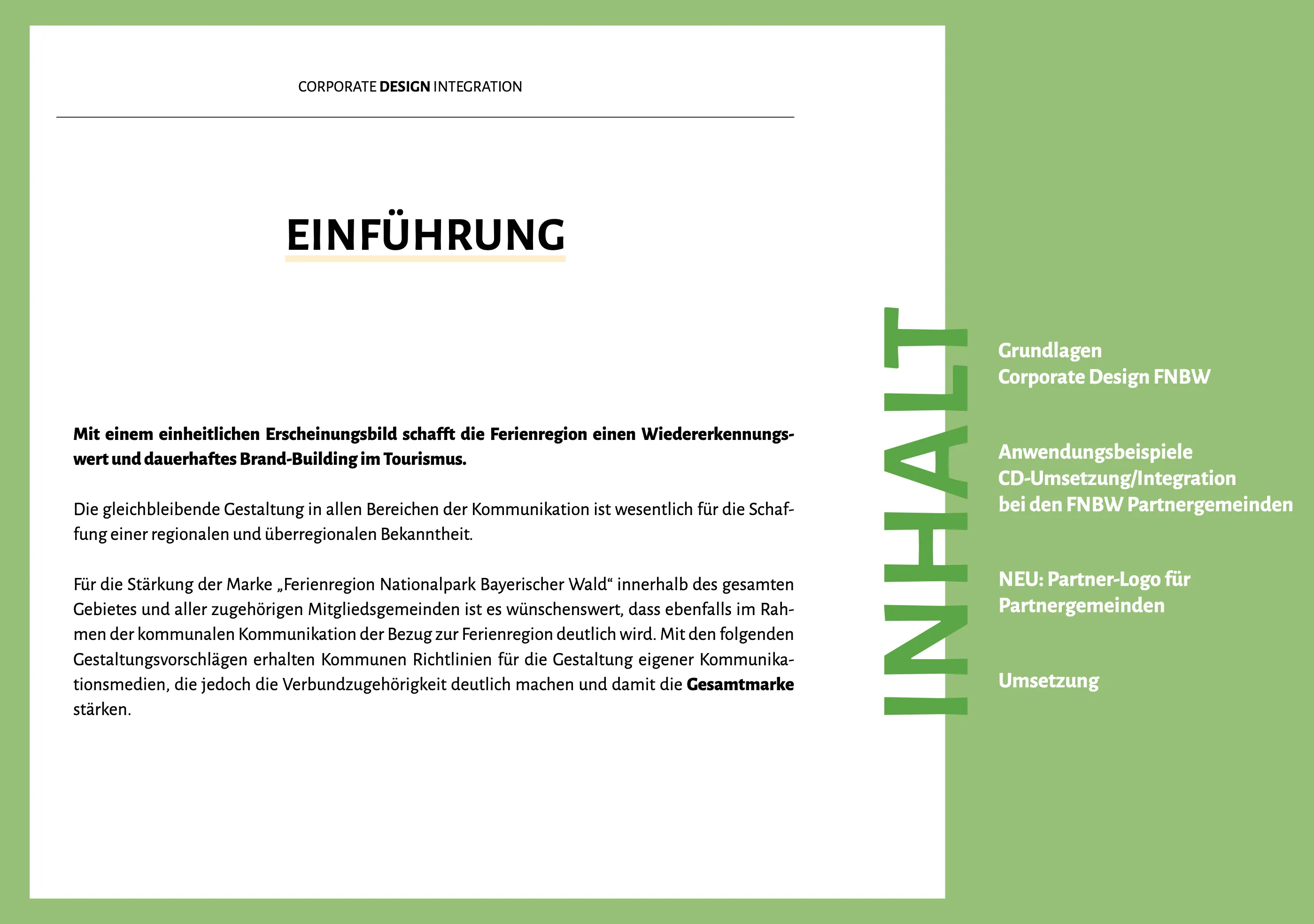 Coverbild CD Richtlinien für Kommunen in der Ferienregion Deckblatt CD Richtlinien für Miglieder der Ferienregion