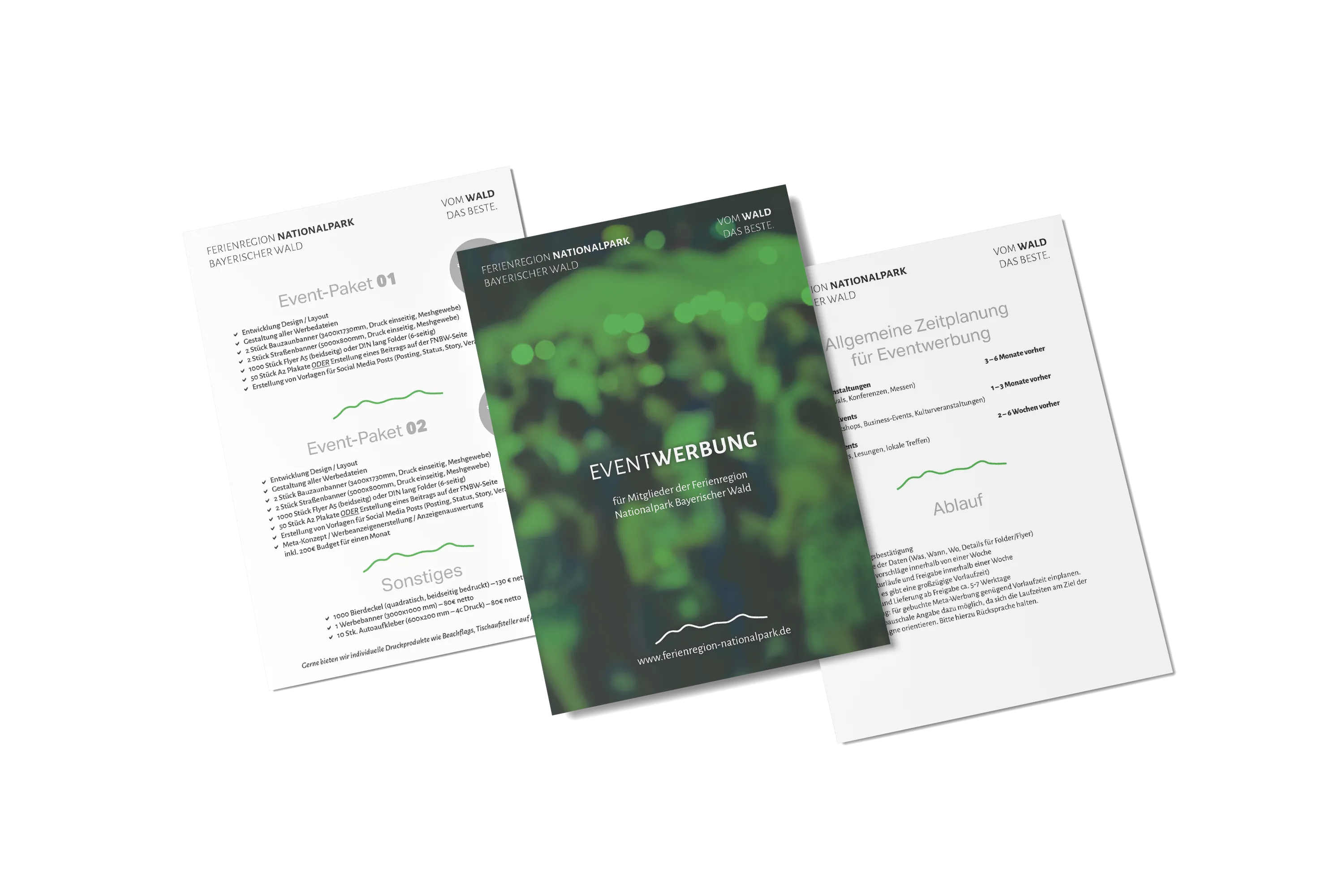 Mockup der Eventpakete der Ferienregion Nationalpark Bayerischer Wald mit Paket 01 und 02 Mockup der Eventpakete der Ferienregion Nationalpark Bayerischer Wald mit Paket 01 und 02